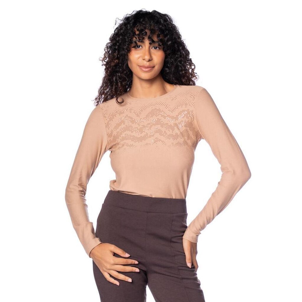 Blusa Feminina Endless Manga Longa Marrom Claro