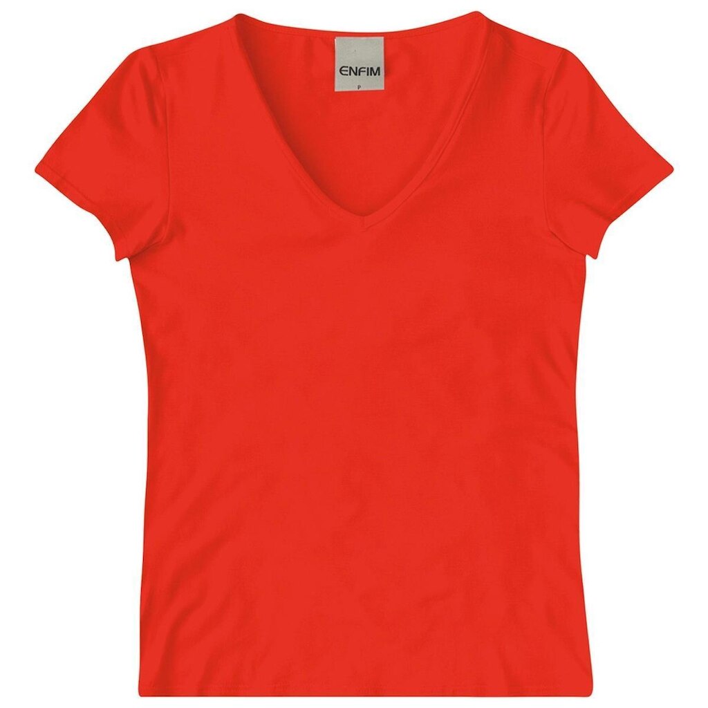 Blusa Feminina Enfim Basica Gola V Viscose Strech  Branco GG