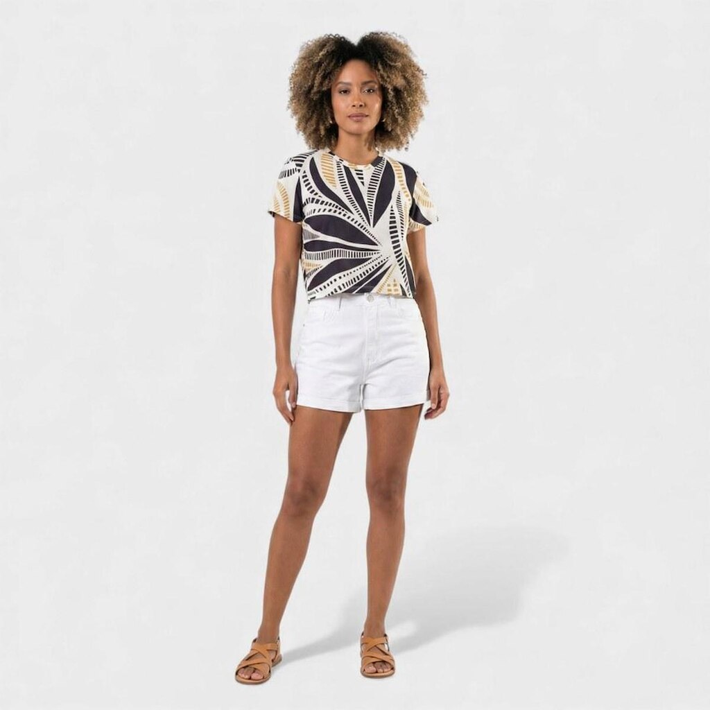 Blusa feminina estampada com manga curta