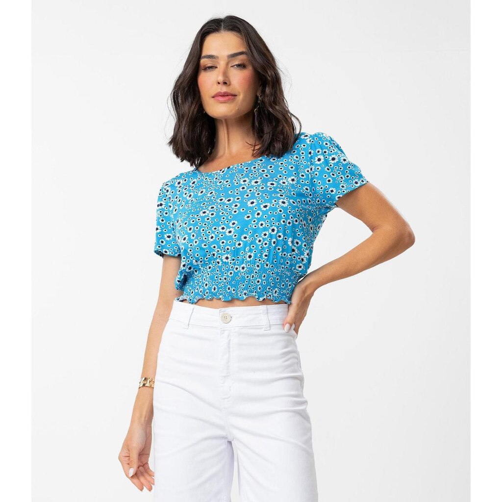 Blusa Feminina Estampada Decote Redondo Rovitex Verde