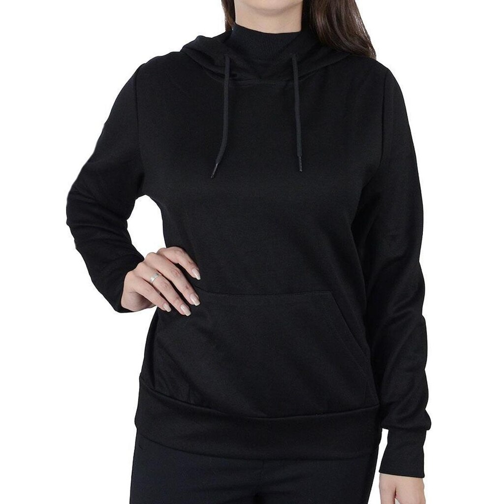 Blusa Feminina Facinelli Moletom Com Capuz Preta - 6703