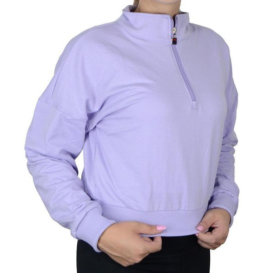 Blusa Feminina Fila Moletom Cropped Basic Classic Lilás - F12L00574.3157