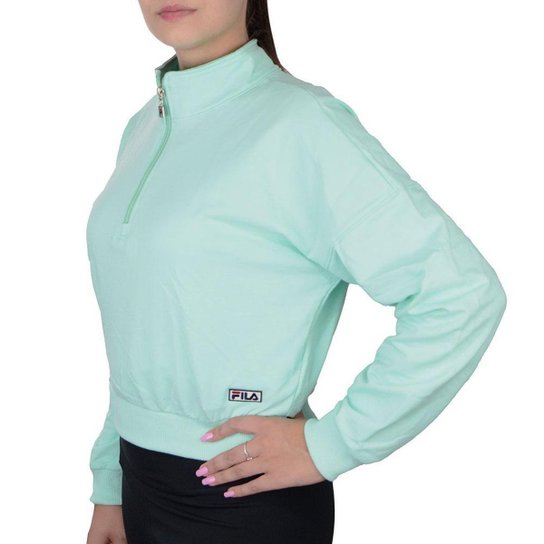 Blusa Feminina Fila Moletom Cropped Basic Classic Verde Água - F12L00574.821