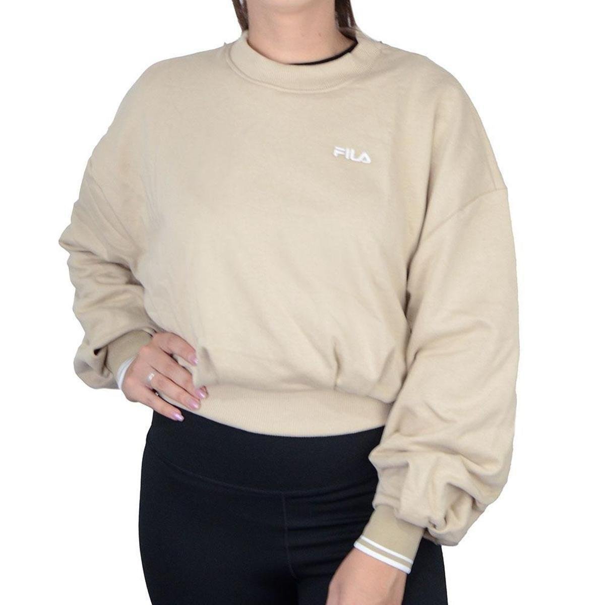 Blusa Feminina Fila Moletom Cropped Essential II Areia F12HT112