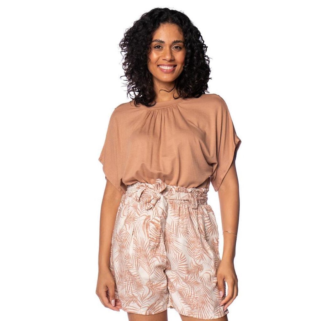 Blusa Feminina Giraffe Morcego Texturizada Marrom