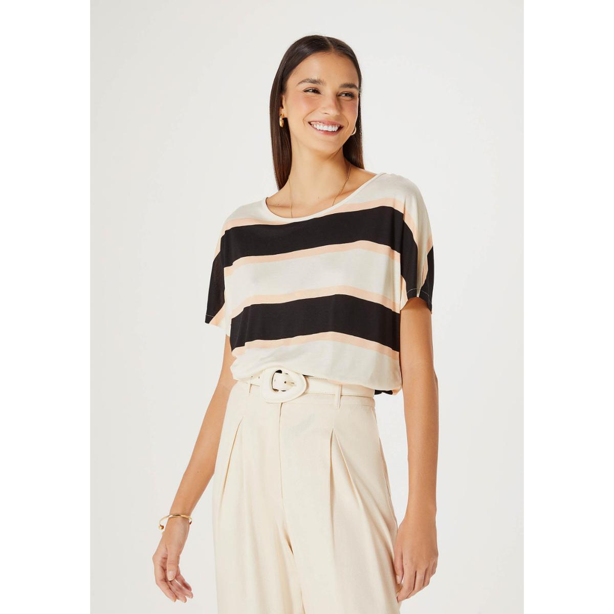 Blusa Feminina Hering Manga Curta Estampada - Caramelo | Netshoes