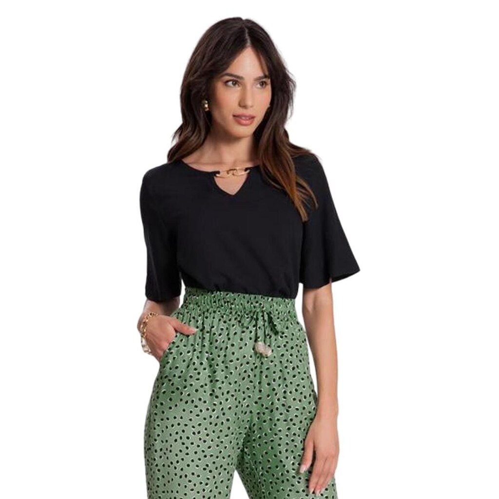 Blusa Feminina Lunender Em Tecido Preto Tam. GG