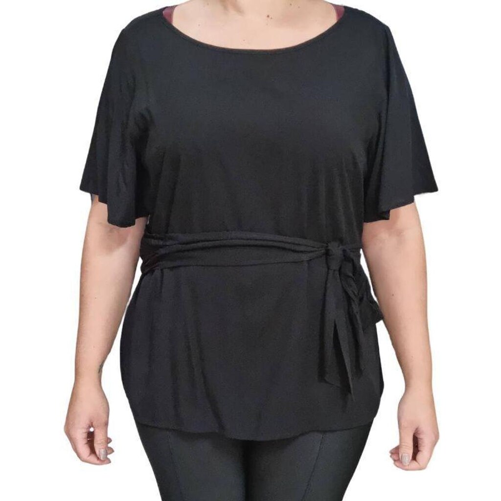 Blusa Feminina Manga Curta Ajuste Cintura Max Mabys