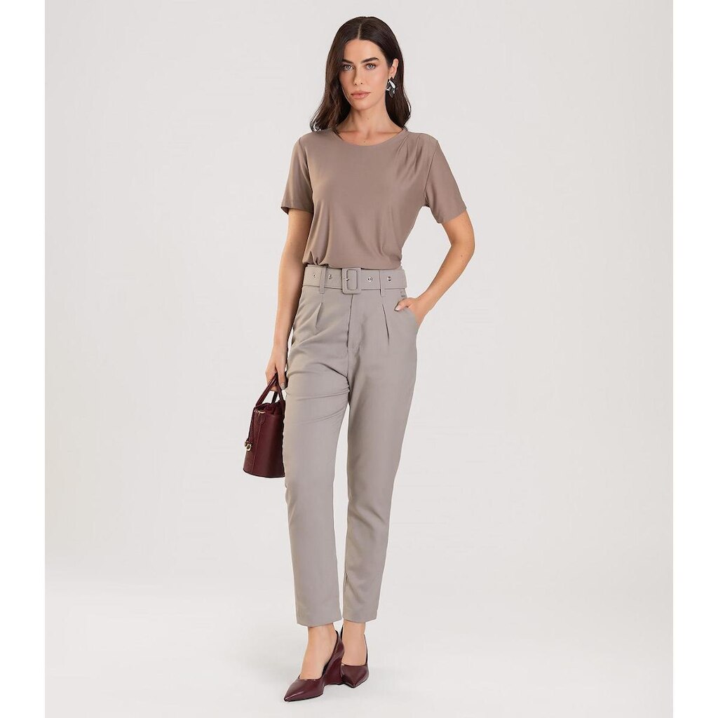 Blusa Feminina Manga Curta Dianna Marrom
