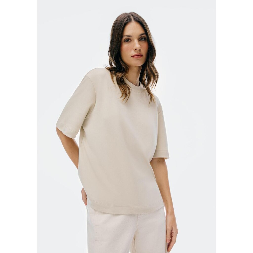 Blusa Feminina Manga Curta Em Malha Interlock - Creme G