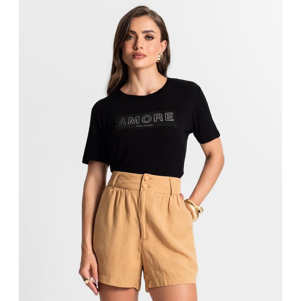 Blusa Feminina Manga Curta Endless Preto