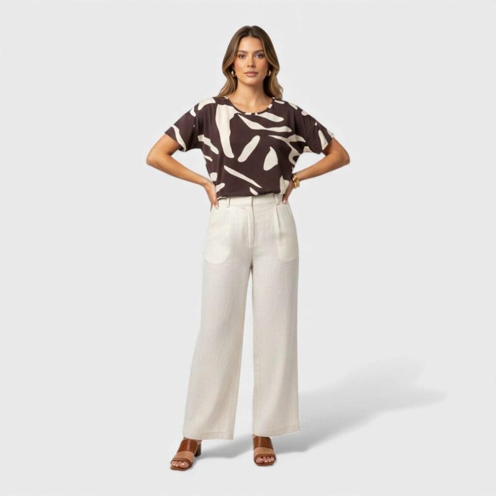 Blusa feminina manga curta estampada