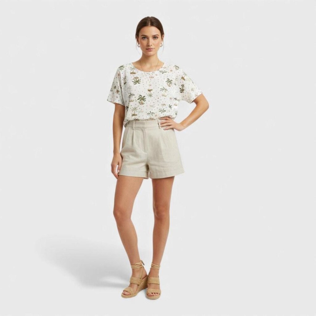 Blusa feminina manga curta estampada
