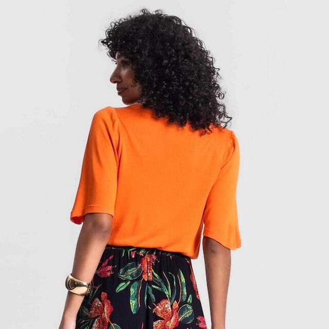 Blusa Feminina Manga Curta Visco Tricot
