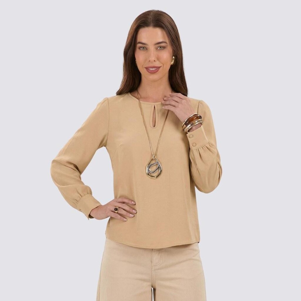 Blusa Feminina Manga Longa E Punho Ajustado