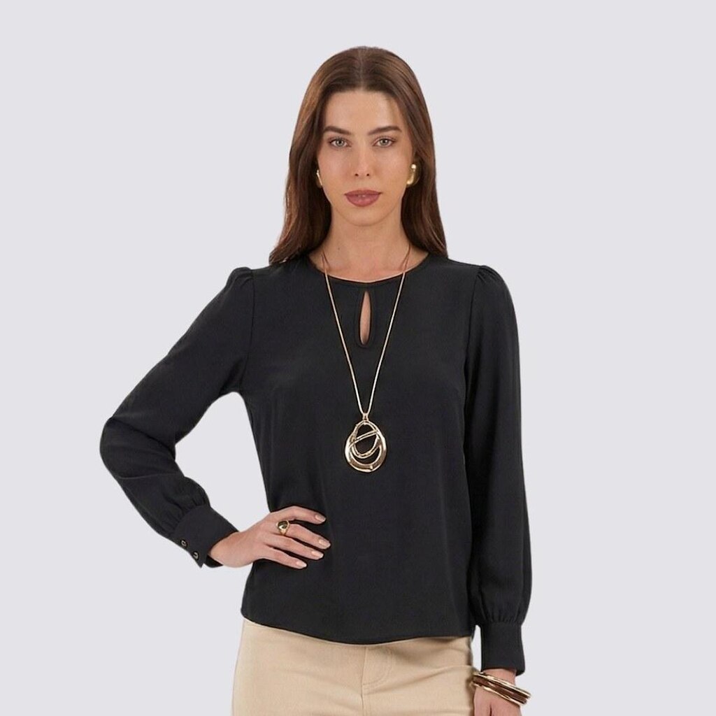 Blusa Feminina Manga Longa E Punho Ajustado