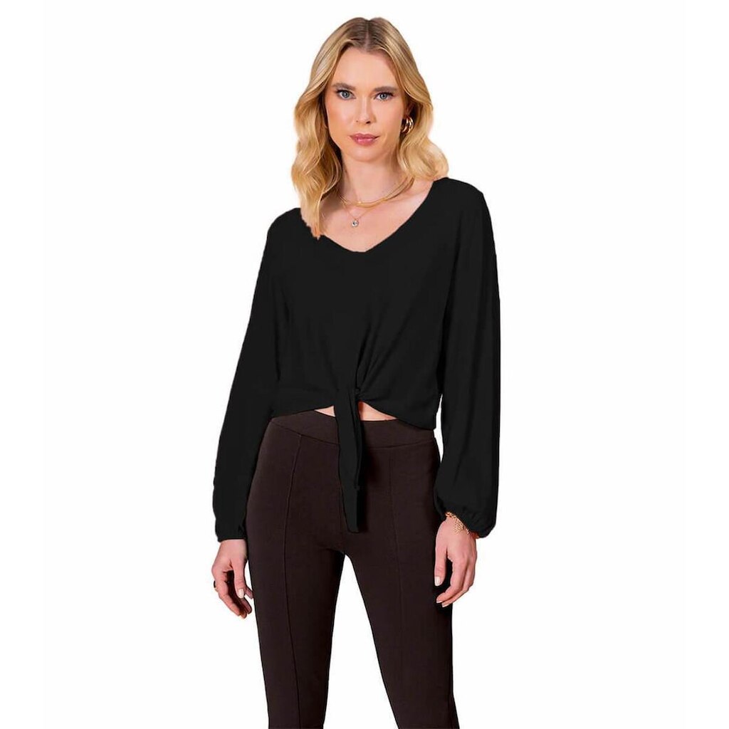Blusa Feminina Manga Longa Gola V