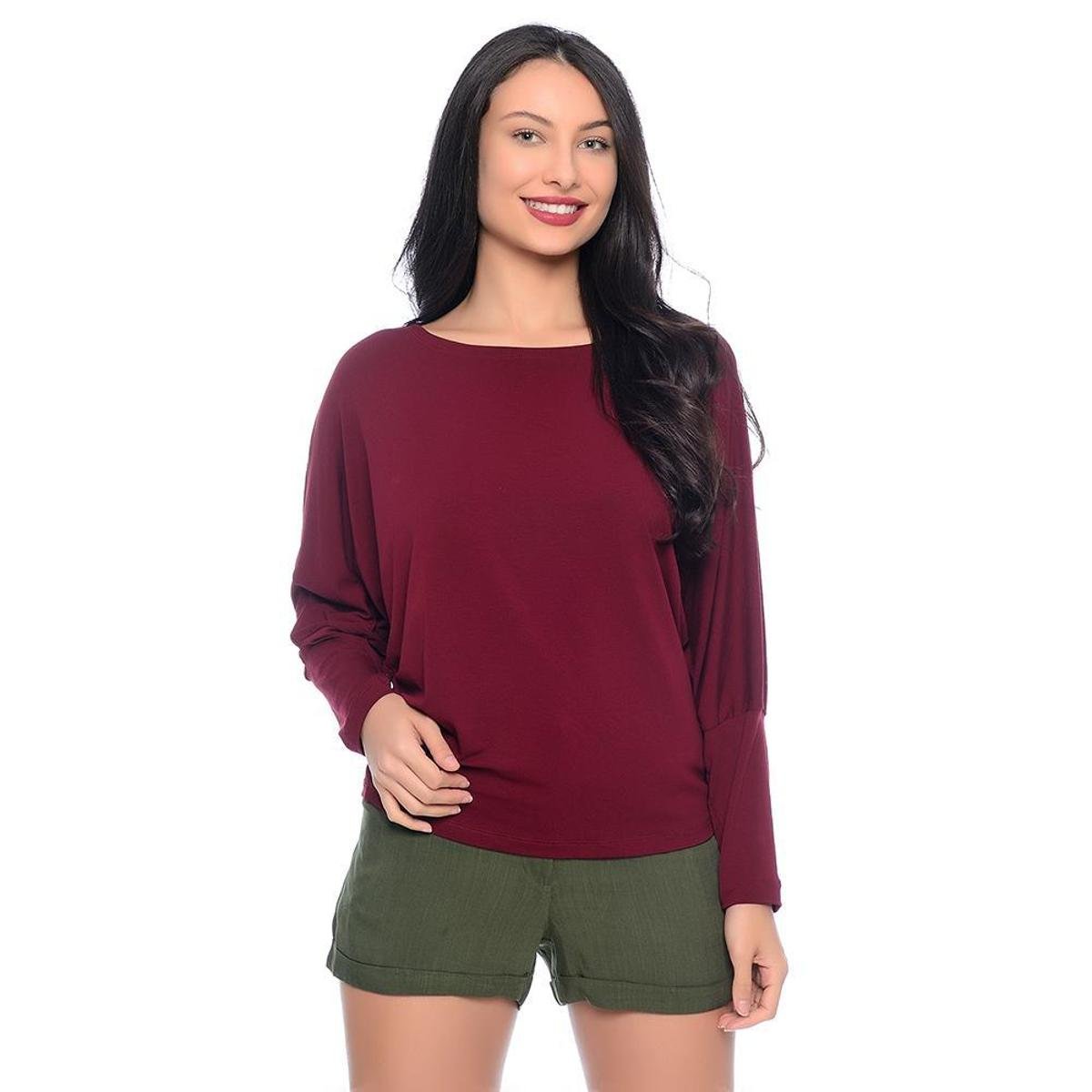 blusa morcego manga longa