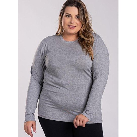 Blusa Feminina Manga Longa Plus Size Visco Confort Básica - Serena