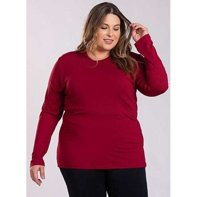 Blusa Feminina Manga Longa Plus Size Visco Confort Básica - Serena