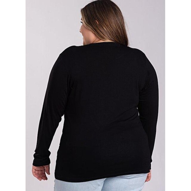 Blusa Feminina Manga Longa Plus Size Visco Estampada "Dreamer Love" - Serena