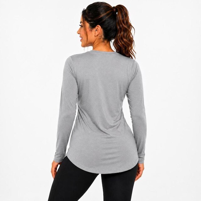 Blusa Feminina Manga Longa Tecido Premium Básica Academia alongada