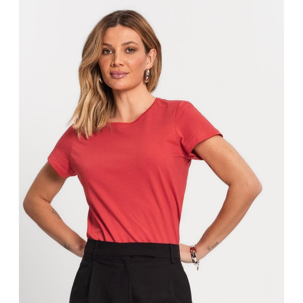Blusa Feminina Meia Malha 30 Básica Kohmar Laranja