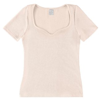 Blusa Feminina Plus Size Manga Curta Malha Ondas