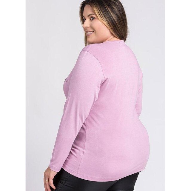 Blusa Feminina Plus Size Manga Longa Visco Estampada "Do all things with love" - Serena