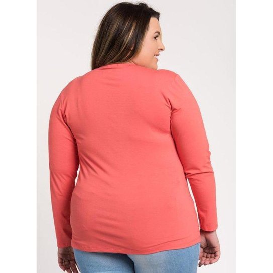 Blusa Feminina Plus Size Manga Longa Visco Estampada "Wild" - Serena