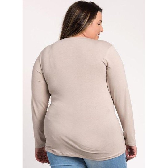 Blusa Feminina Plus Size Manga Longa Visco Estampada "Wild" - Serena