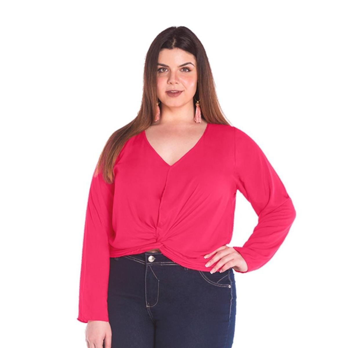 blusa pink plus size