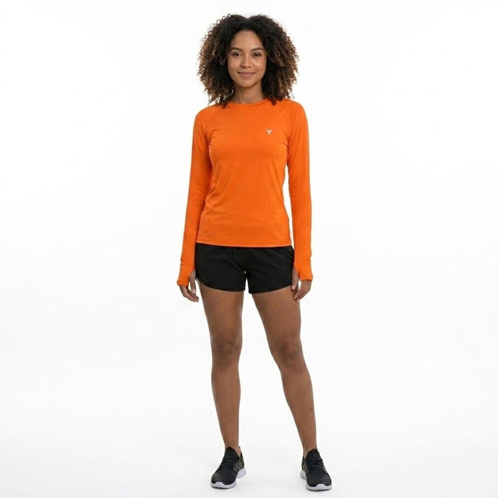 Blusa Feminina Raglan Manga Longa com Dedeira, Proteção UV