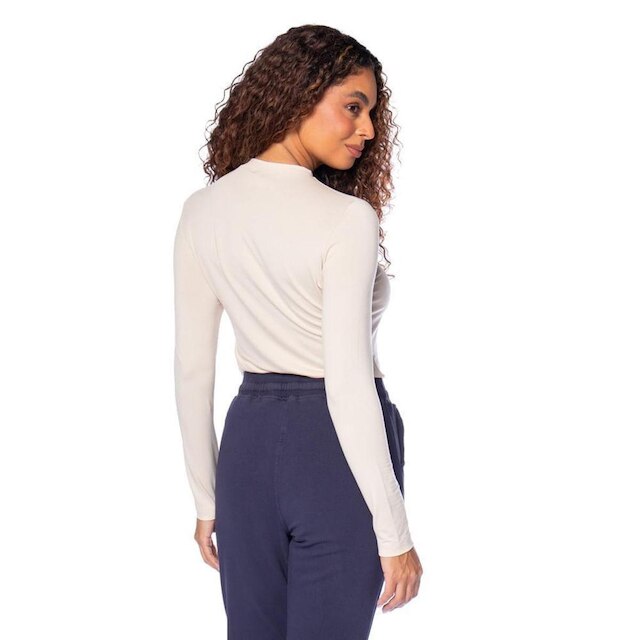 Blusa Feminina Rovitex Bordado Manga Longa Bege