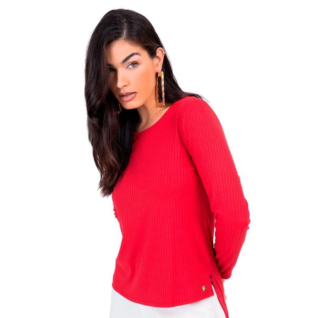 Blusa Feminina Rovitex Endless Canelada Mullet Vermelha
