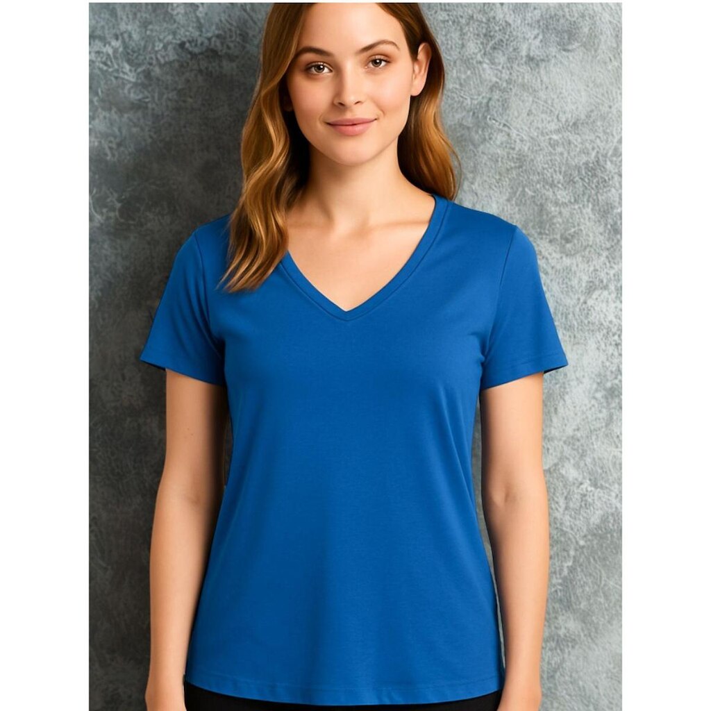 Blusa Feminina Viscolycra Decote V Manga Curta Básica Casual