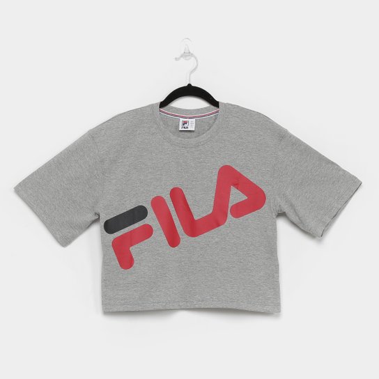 Blusa Fila Cropped Letter Big Feminina - Mescla Menor preço em Blusa Fila Cropped Letter Big Feminina - Mescla