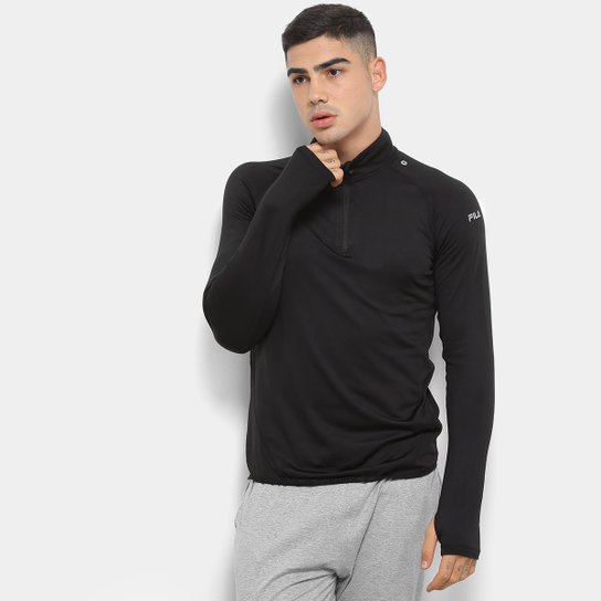 Blusa Fila Therma Run Manga Longa Masculina - Preto