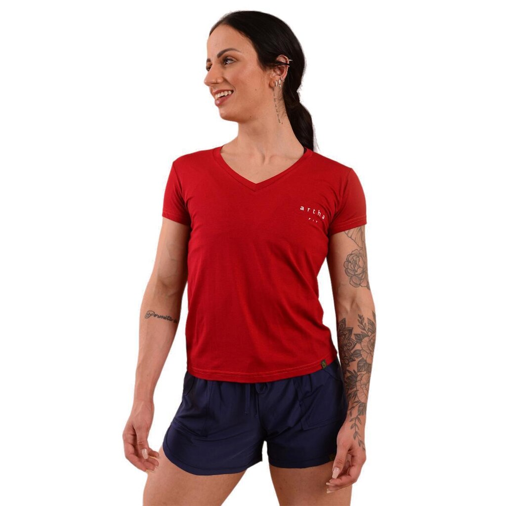 Blusa fitness gola v Arthafit