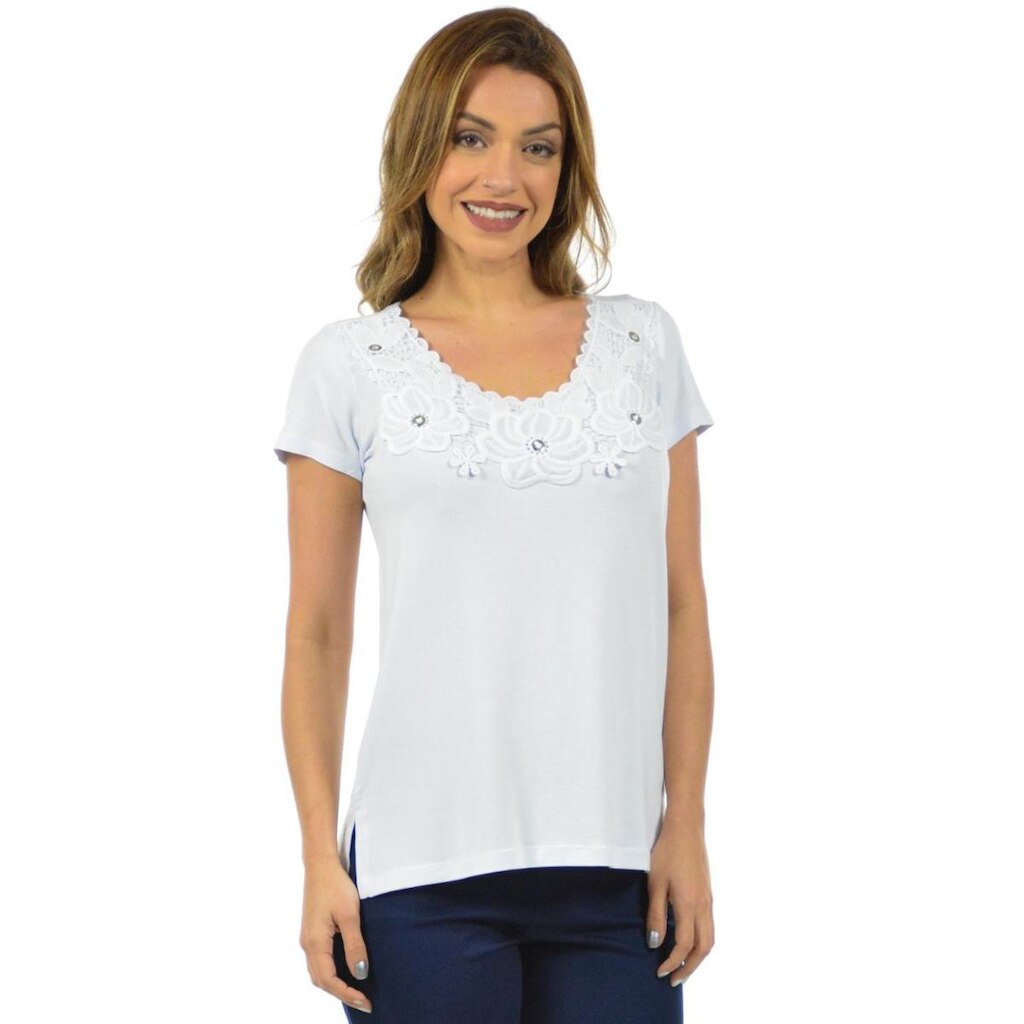 Blusa florais fenomenal Branco P