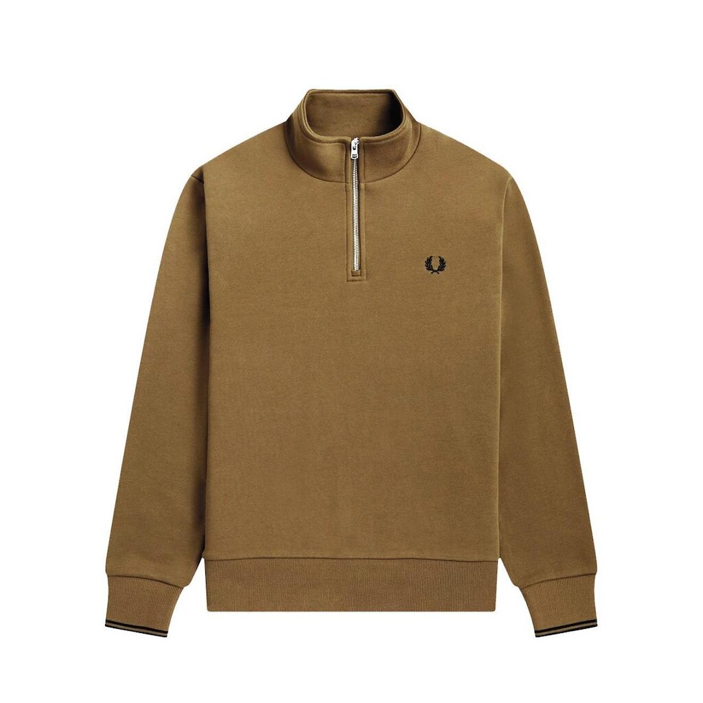 Blusa Fred Perry Moletom Masculina Regular Half Zip Cáqui