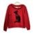 Blusa Gato Moletom Flanelado Bordada Vermelho Queimado - Vermelho
