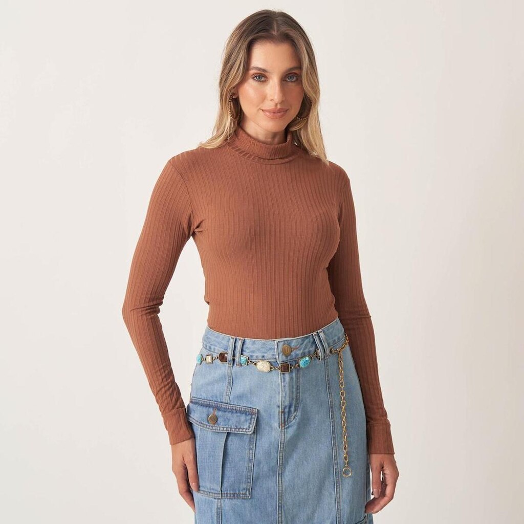 Blusa Gola Alta Canelado
