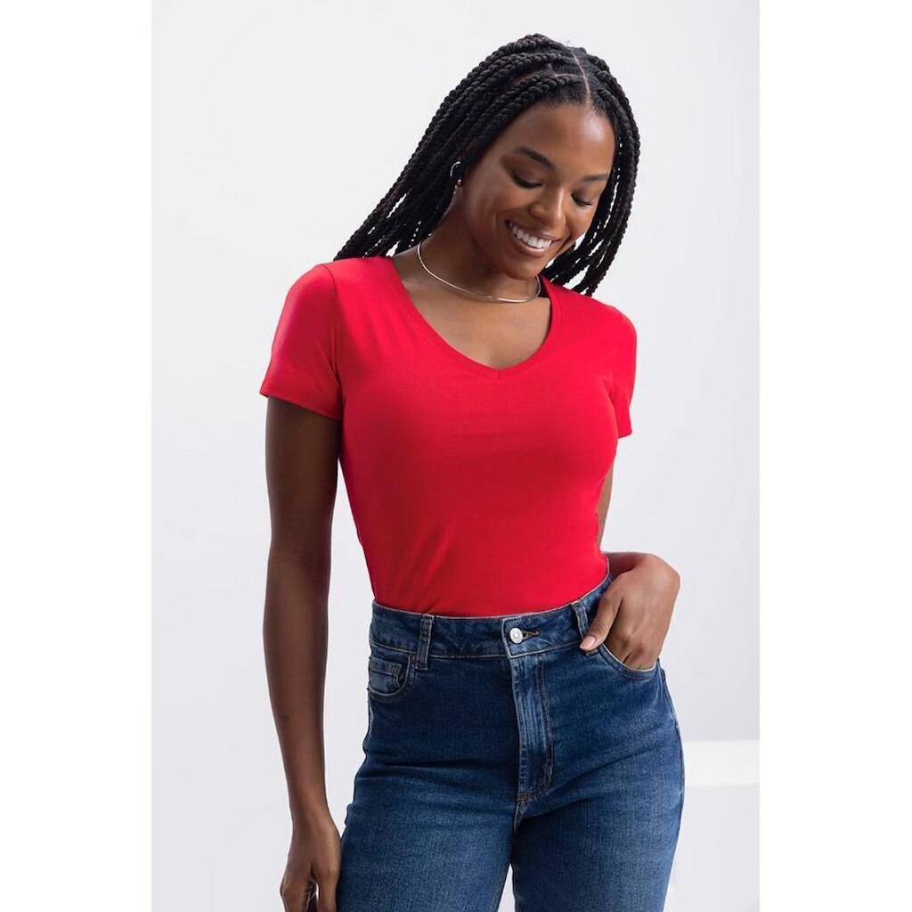 Blusa Gola V Feminina Em Malha Essendi