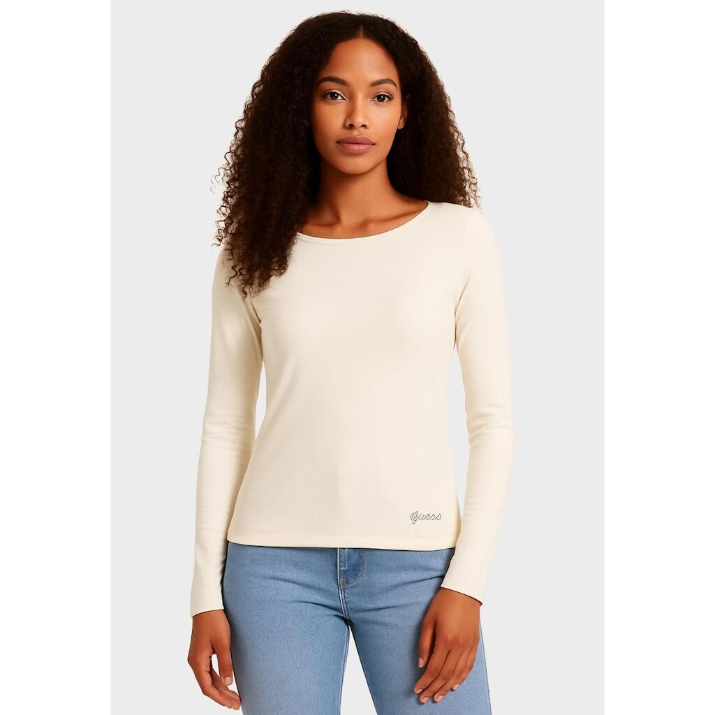 Blusa Guess Viscose Manga Longa Creme
