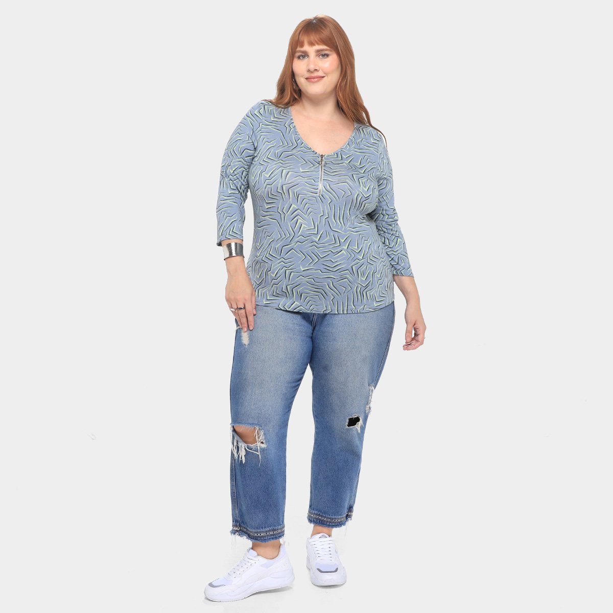 Blusa Habana Plus Size Estampada Feminina - 3
