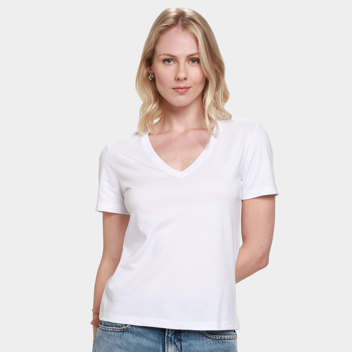 Blusa Hering Básica Gola V Feminina Menor preço em Blusa Hering Básica Gola V Feminina