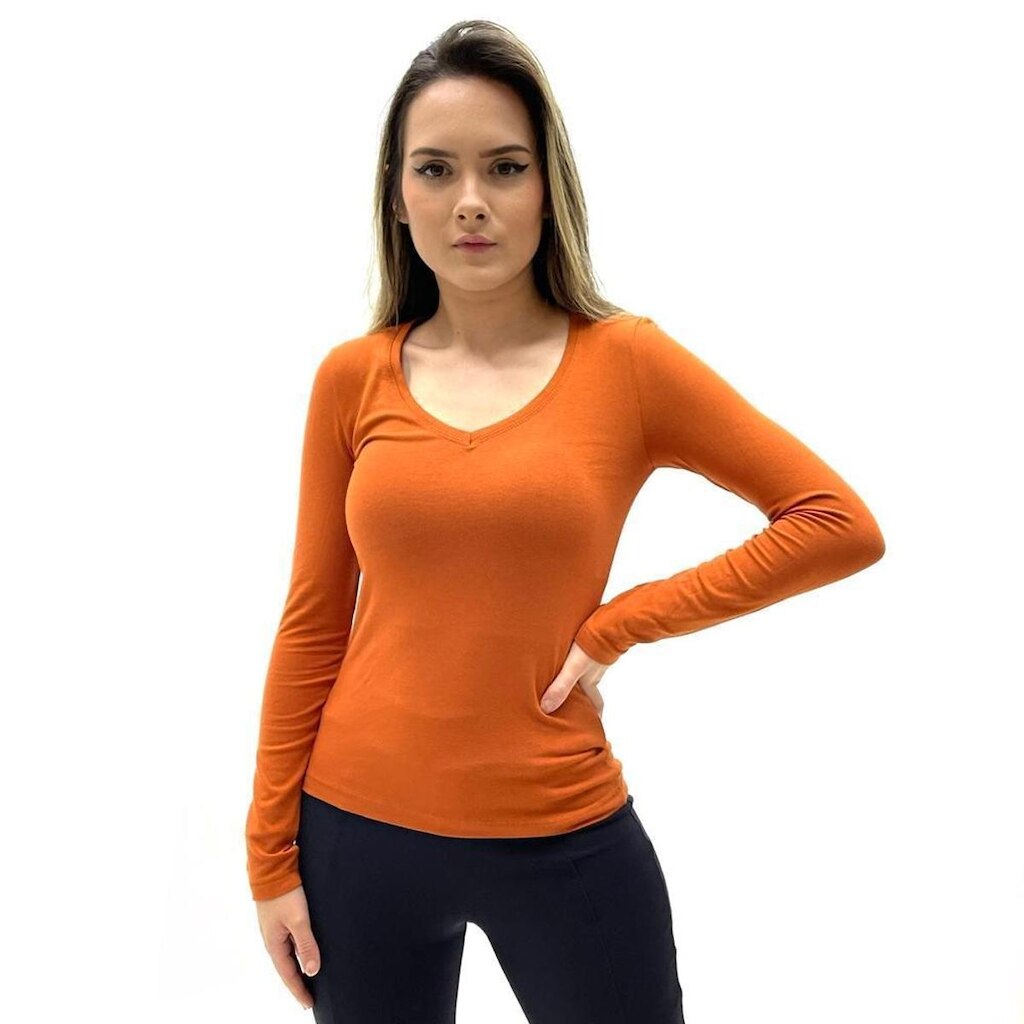 Blusa Hering Básica Gola V Manga Longa