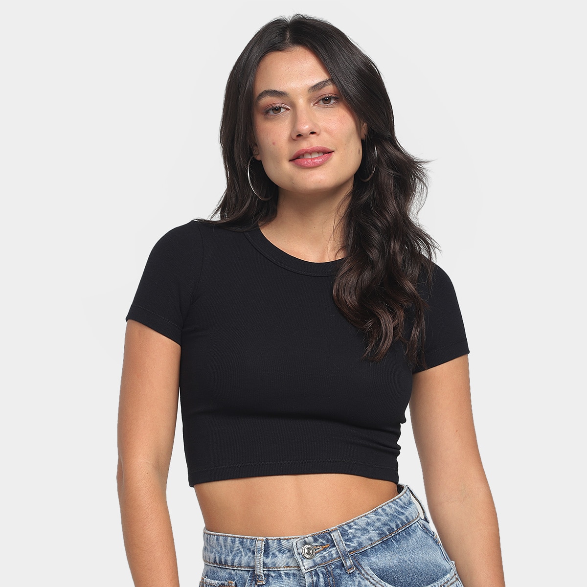 Blusa Hering Cropped Canelada Feminina Menor preço em Blusa Hering Cropped Canelada Feminina