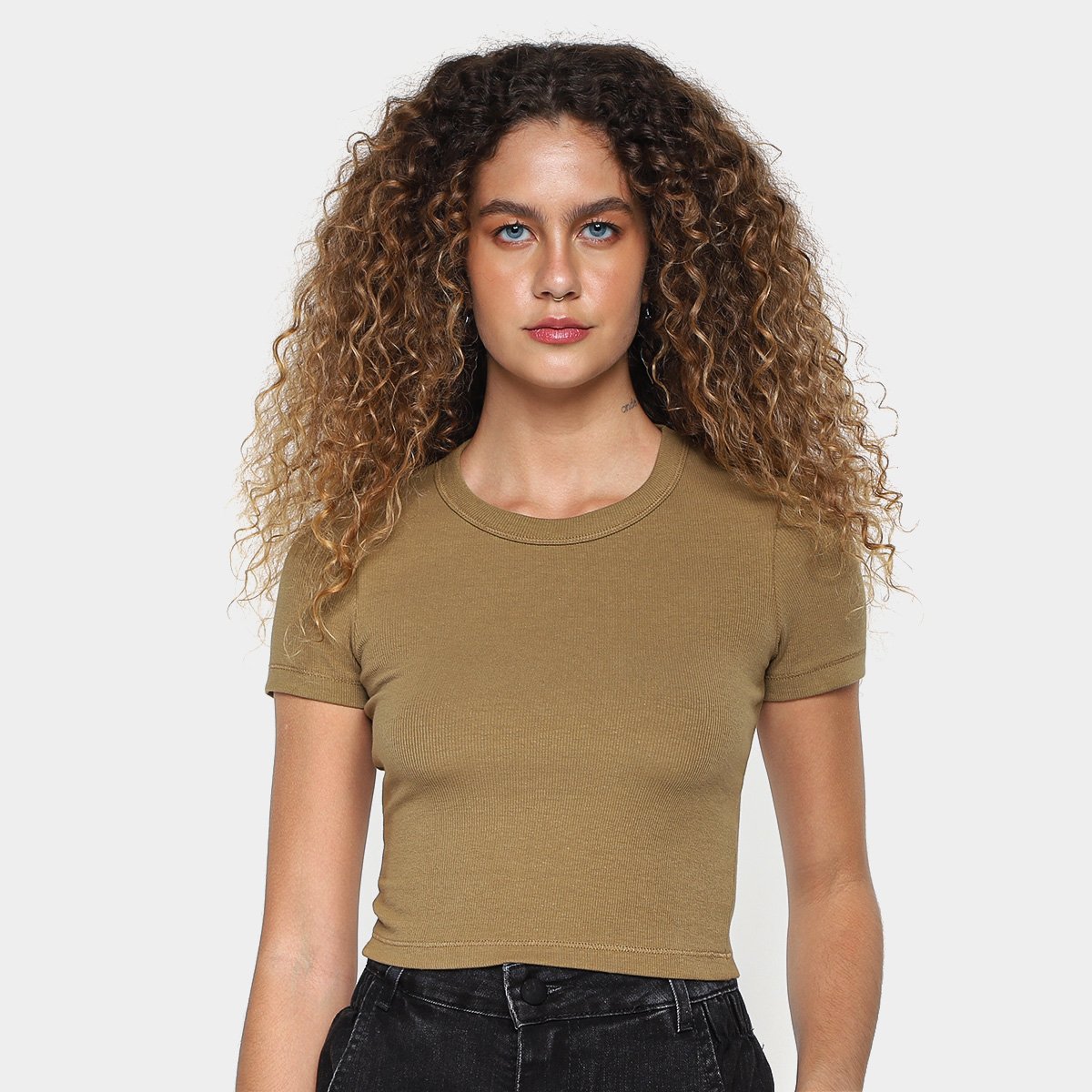 Blusa Hering Cropped Canelada Feminina Menor preço em Blusa Hering Cropped Canelada Feminina